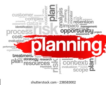 Word Cloud with PLANNING related tags, vector business concept