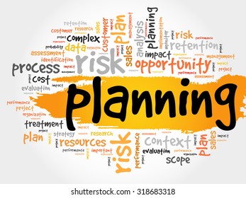 Word Cloud with PLANNING related tags, business concept