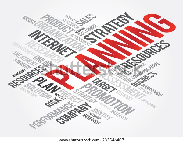 Word Cloud with PLANNING related tags, vector business concept
