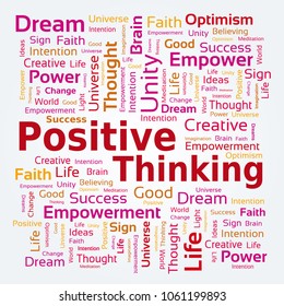 Word Cloud - Positive Thinking in Red Colors