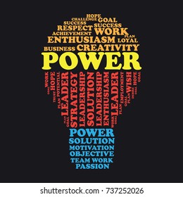 word cloud POWER, creative business concept, vector illustration