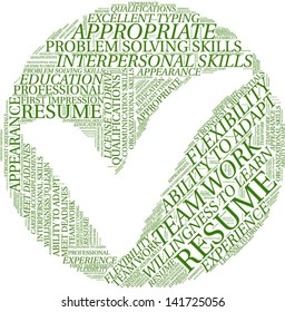 Word cloud with qualification terms in circle