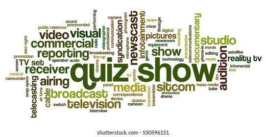 Word cloud related to TV business, with keywords dealing with broadcasting, television, communication, documentary, infotainment, entertainment, tv shows
