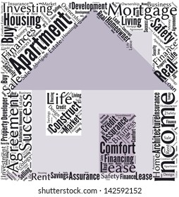  Word cloud in a shape of house with business terms