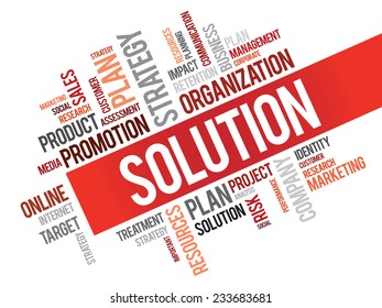 Word Cloud with Solution related tags, vector business concept