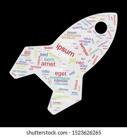 Word cloud space rocket, Vector illustration