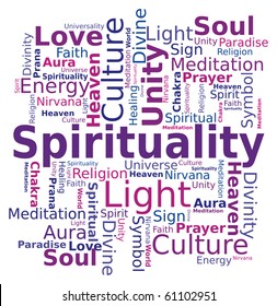 Word Cloud - Spirituality in English Language - Pink Colors