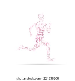 Word cloud sport in shape Running man for sport design. vector illustrations