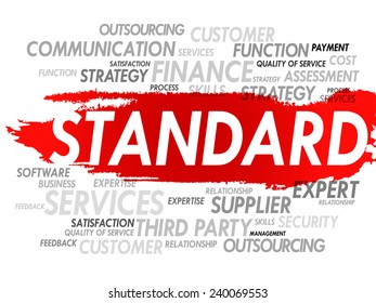 Word cloud of STANDARD related items, presentation background