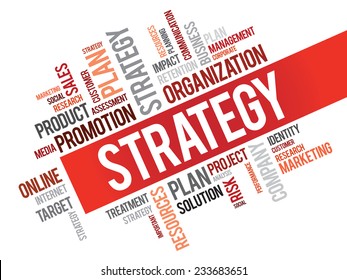 Word Cloud with Strategy related tags, vector business concept