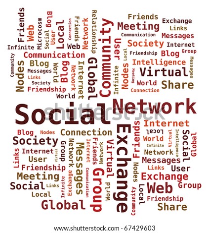 Word Cloud Tag Social Network, Internet, Community Digital Illustration