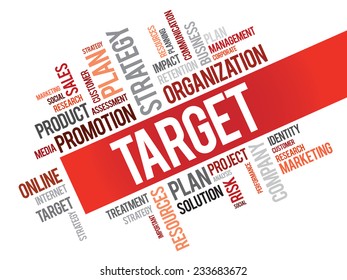 Word Cloud with Target related tags, vector business concept