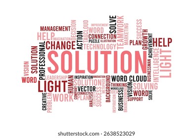 word cloud template Design on black background .Concept of Solution.