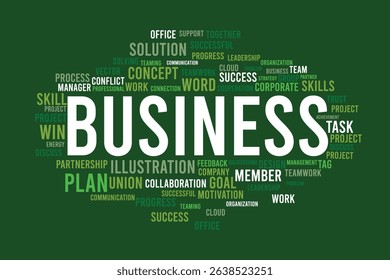 word cloud template Design on black background .Concept of Business.