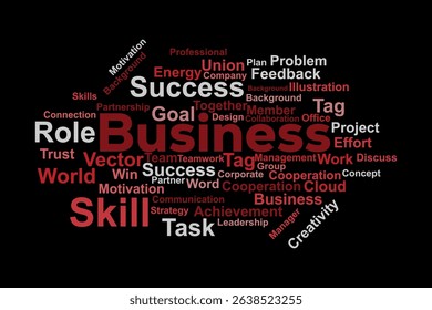 word cloud template Design on black background .Concept of Business.