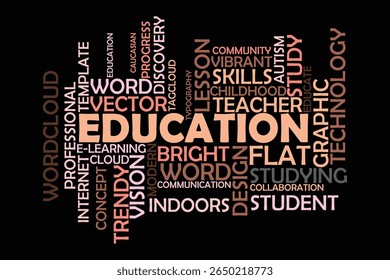 word cloud template Design on black background .Concept of education.