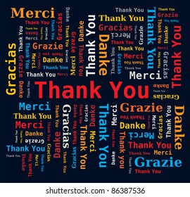 Word Cloud - Thank You in Different Languages -  5 Languages on Dark Background