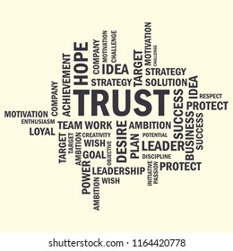 word cloud TRUST, creative business concept, vector illustration