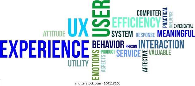 A word cloud of user experience related items