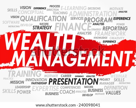 Word cloud of Wealth Management related items, vector background
