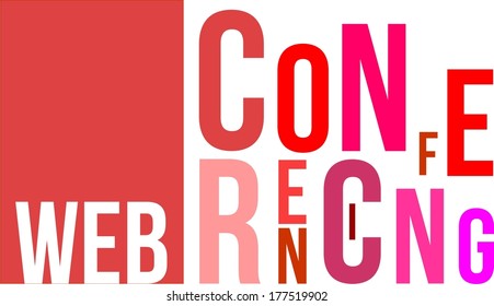 A word cloud of web conferencing related items