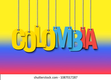 The word Colombia hang on the ropes. Vector illustration