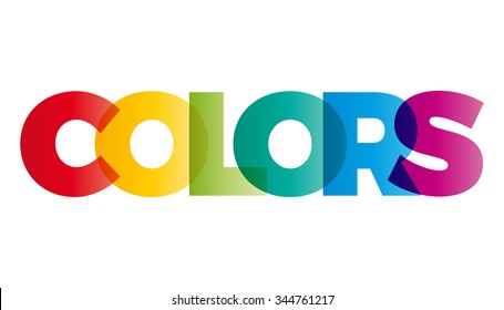 The word Colors. Vector banner with the text colored rainbow.