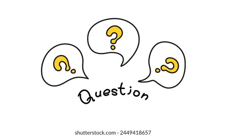 Word communication. Communication inclusion concept. Question on a white speech bubble icon. Illustration on a white isolated background.