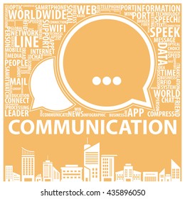 The word communication,Simple communication background, Universal communication icon ,Set of basic UI communication element,Communication background.