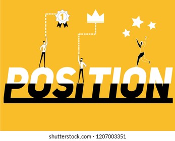 Word concept Position and people doing activities