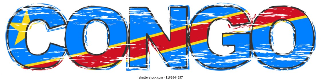 Word CONGO with this African republic flag under it, distressed grunge look.