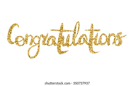 Word Congratulations. Gold Texture. Hand Lettering. Vector Illustration