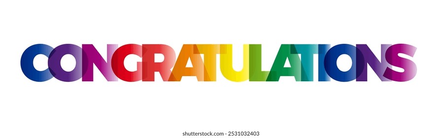 The word Congratulations. Vector banner with the text colored rainbow.