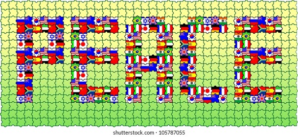 The word is Ã?Â«peaceÃ?Â» consist of from the puzzles - flags
