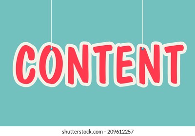 The word Content hanging on the wall, vector illustration in fla