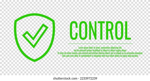 CONTROL DE Word. Icono de marca de marca de protección de banner. Coloca tu texto. Espacio de cobre. Ilustración vectorial. Fondo transparente.