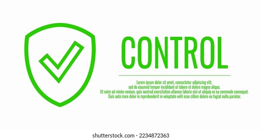 CONTROL DE Word. Icono de marca de marca de protección de banner. Coloca tu texto. Espacio de cobre. Ilustración del vector