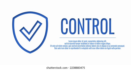 CONTROL DE Word. Icono de marca de marca de protección de banner. Coloca tu texto. Espacio de cobre. Ilustración del vector