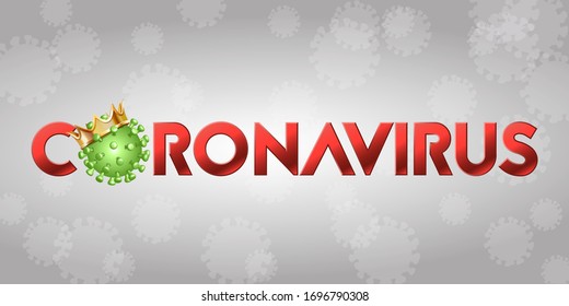 The word Coronavirus with Covid-19 icon and Virus background with disease cells. COVID-19 Corona virus outbreaking and Pandemic medical health risk concept. Vector illustration