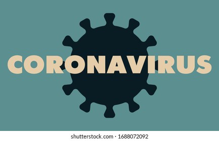 La palabra Coronavirus con la letra O en forma de virus. Tipografía conceptual de la conciencia de la enfermedad.