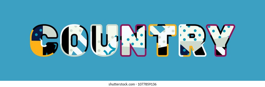 The word COUNTRY concept written in colorful abstract typography. Vector EPS 10 available.