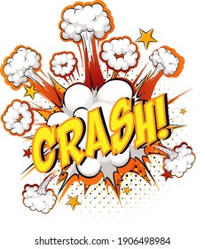 Word Crash on comic cloud explosion background illustration