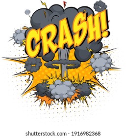 Word Crash on comic cloud explosion background illustration