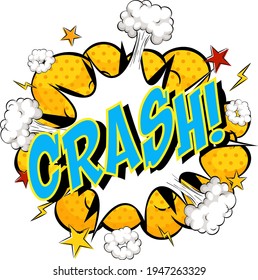 Word Crash on comic cloud explosion background illustration