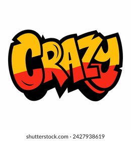 The word CRAZY in street art graffiti lettering vector image style on a white background.