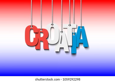 The word Croatia hang on the ropes. Vector illustration