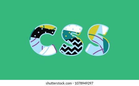 The word CSS concept written in colorful abstract typography. Vector EPS 10 available.