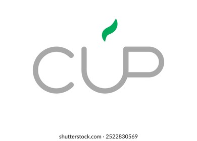 Word cup abstract logotype for cafes illustration isolated morning design. Vector icon in flat style
