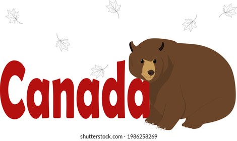 Palabra con un oso lindo. Concepto del Día del Canadá. Cartel de saludo.
