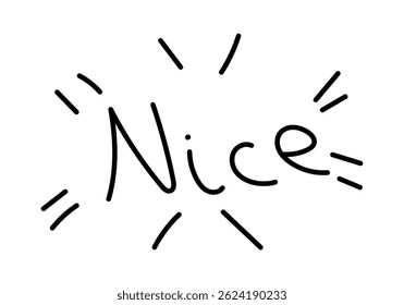 Word cute made of brush stroke with lines